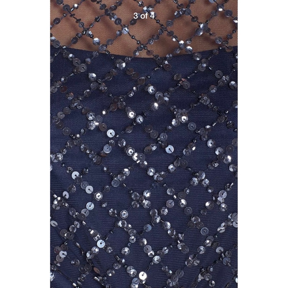 New Adrianna Papell beaded short sleeve mesh gown - Picture 4 of 5